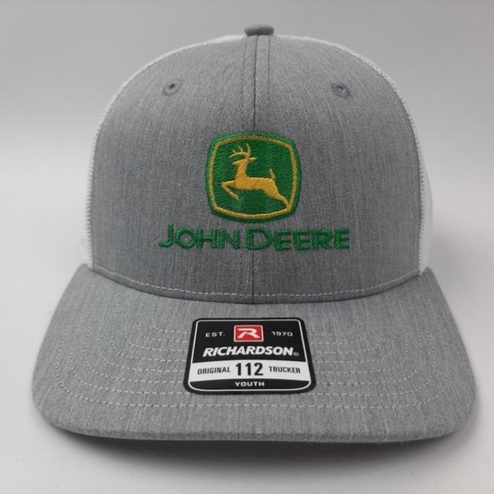 JD Tractors Richardson 112 Youth John Deere Embroidered Mesh Snapback Cap Farmer - Picture 3 of 5